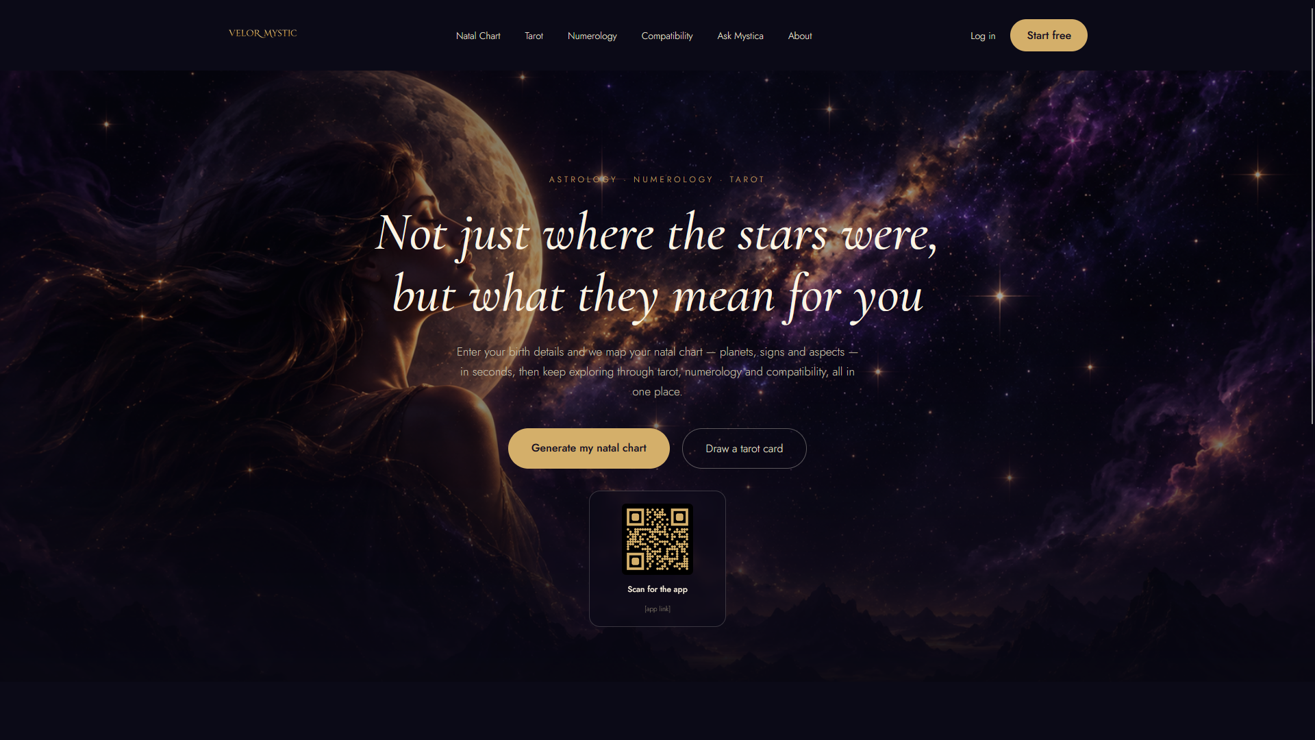 Screenshot of Velor Mystic Platform